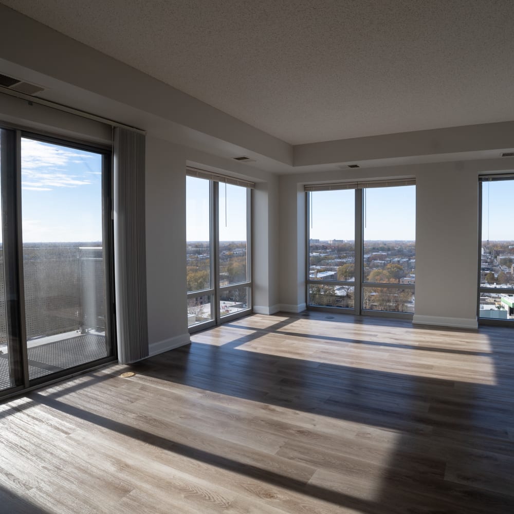 Living room at 415 Premier Apartments in Evanston, Illinois