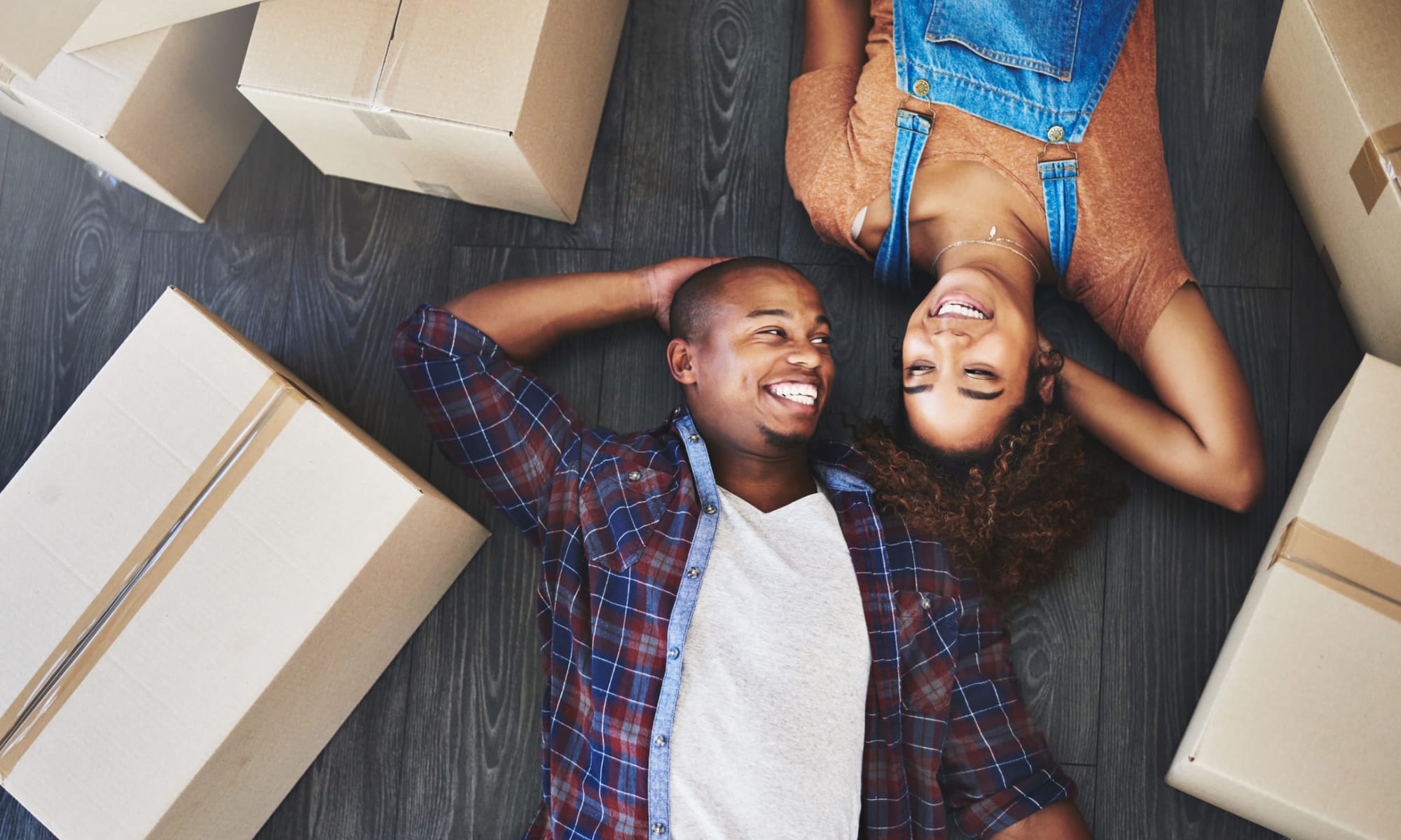 Happy couple packing at Towne Storage in Las Vegas, NV