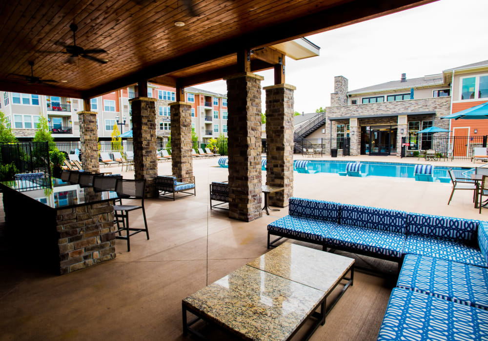 Large covered patio at Altitude 970 in Kansas City, Missouri