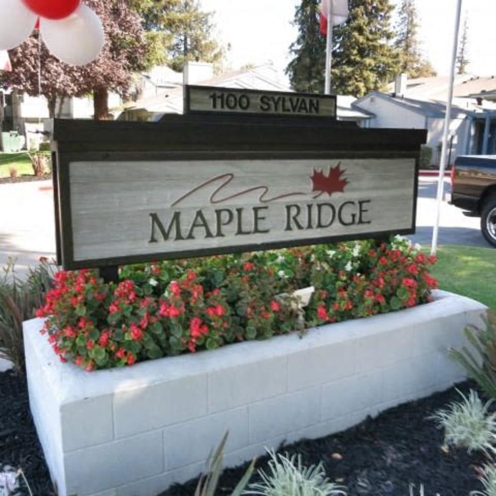 Welcome sign at Maple Ridge in Modesto, California