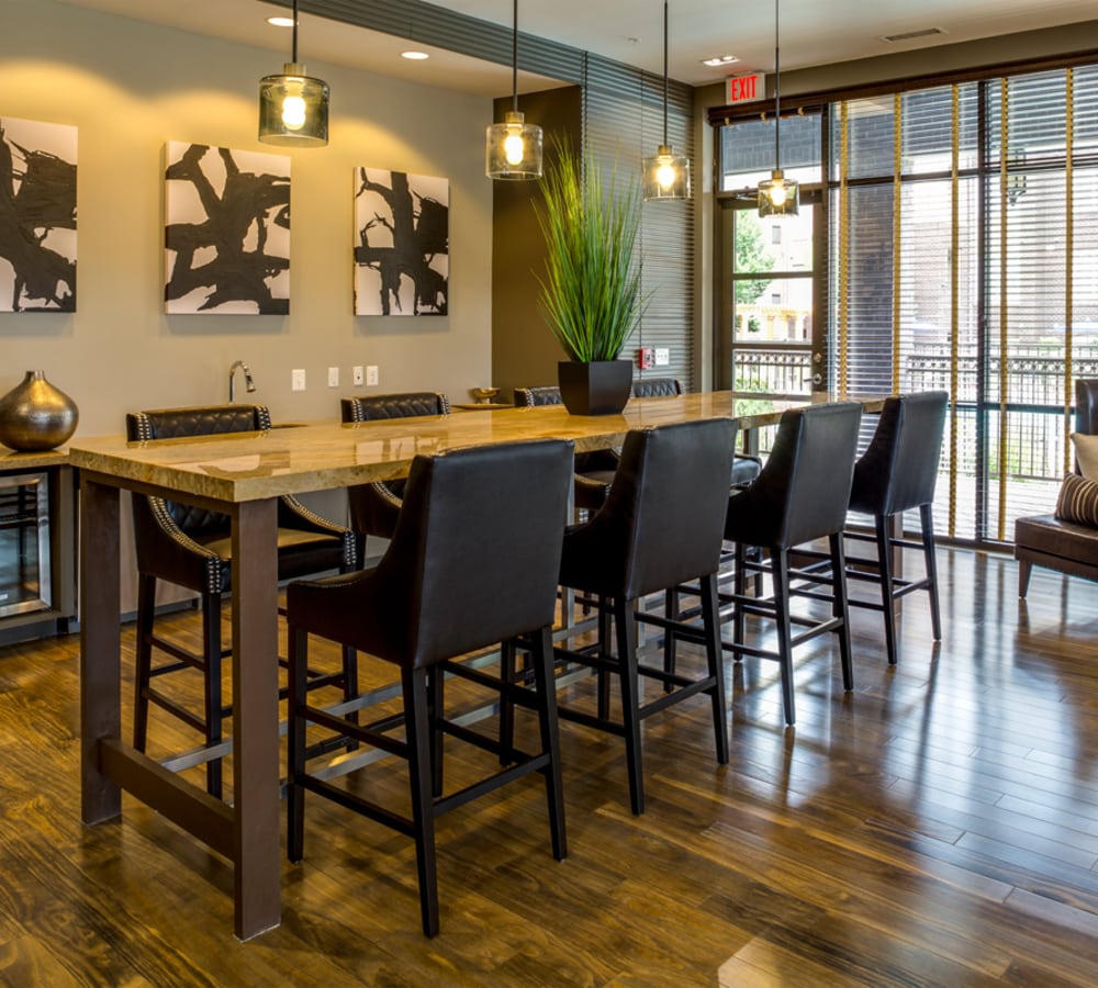 High top table in the clubhouse at 17 Barkley in Gaithersburg, Maryland