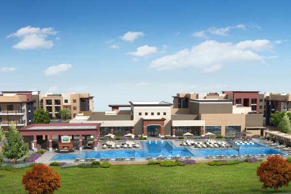 Outdoor swimming pool at The Crossing at Cooley Station in Gilbert, Arizona