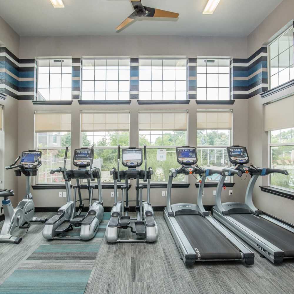 Tread mills in the fitness center at Panorama at Arvada Ridge in Arvada,Colorado