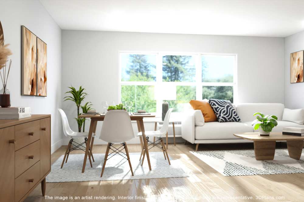 Living room with access to dinning area at Hampton Square in Cherry Hill, New Jersey