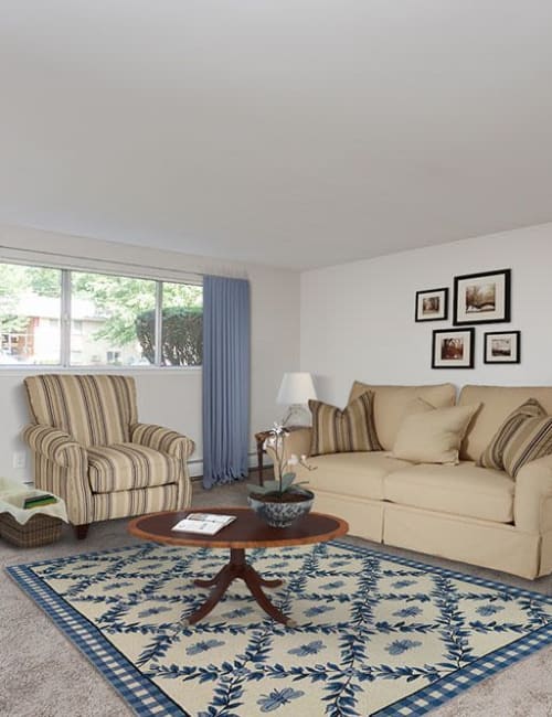Living room at Long Pond Gardens Senior Apartments in Rochester, New York
