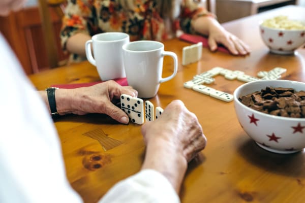Residents enjoying activities and games together at English Meadows Laurens Campus in Laurens, South Carolina