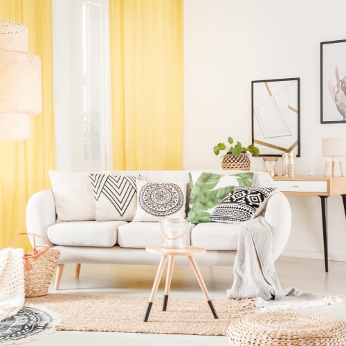 A furnished living room at Wire Mountain III in Oceanside, California