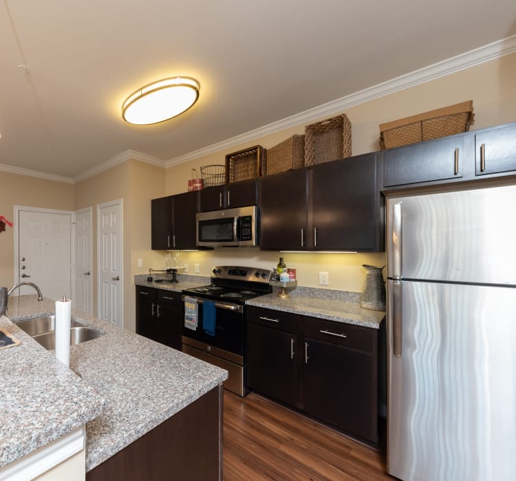 Modern kitchen in model home at Hilltops in Conroe, Texas