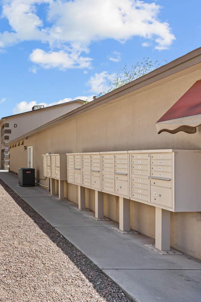 Mail boxes at La Jolla Place in El Paso, Texas