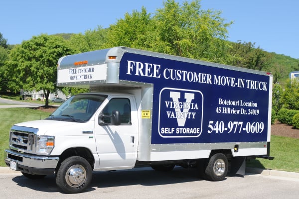 Free moving truck at Virginia Varsity Self Storage in Roanoke, Virginia