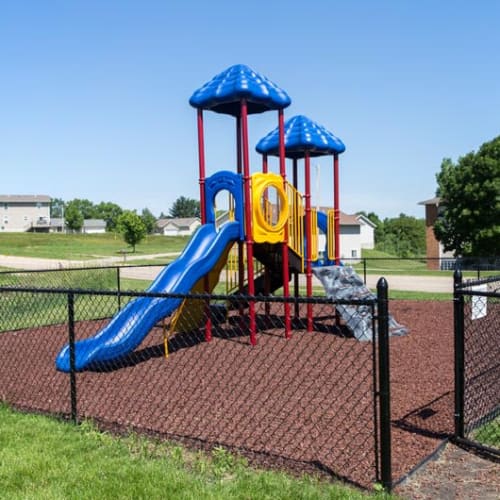 The playground at Prairie Reserve in Cedar Rapids, Iowa