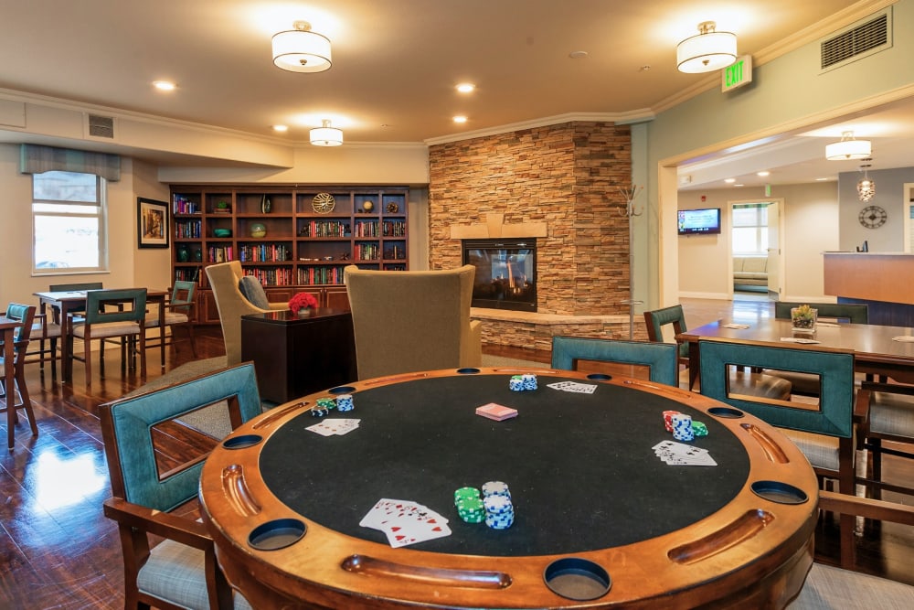 Game room with cards table at The Palisades at Broadmoor Park in Colorado Springs, Colorado