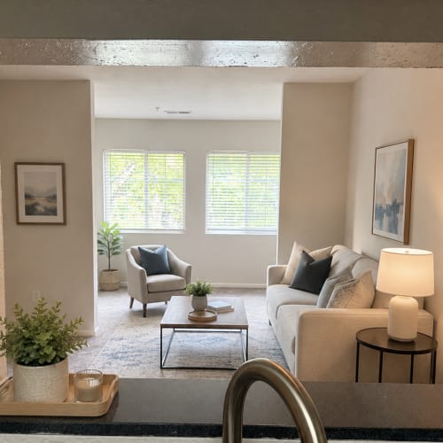 Well-lit living room at Sabal Palms in Charleston, South Carolina