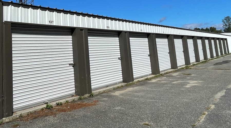 A storage unit filled with boxes at KO Storage in Richmond, Maine