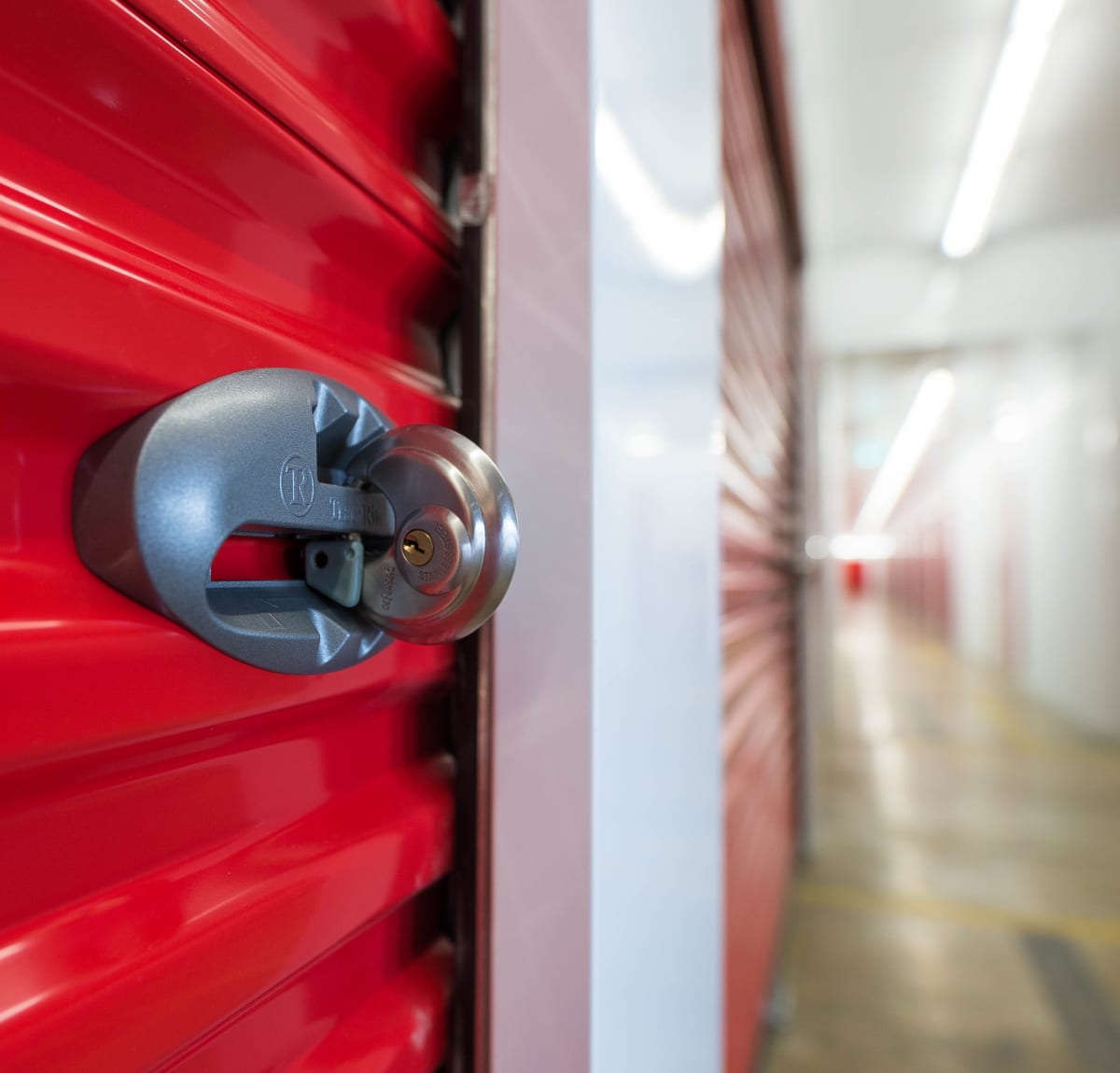 Secure lock on a door at an Apple Self Storage location