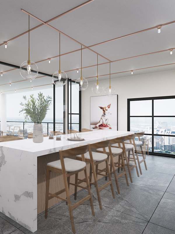 Breakfast bar at Lantower Midtown in Dallas, Texas