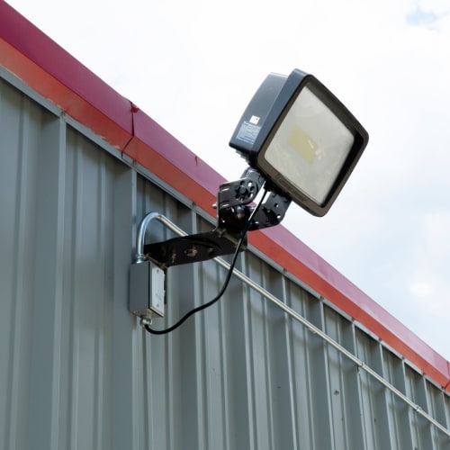 Bright exterior lighting at Red Dot Storage in Antioch, Illinois