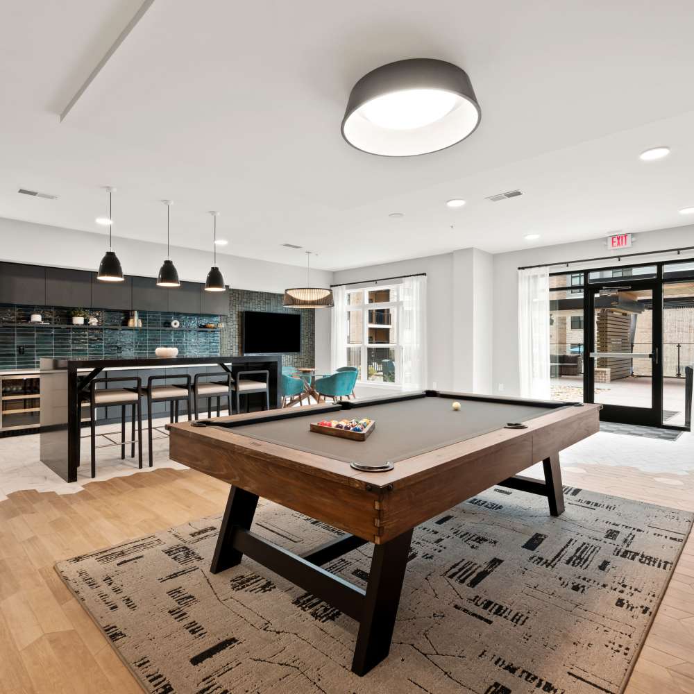 Pool table in clubhouse at Neo Vantage Point in Maryland Heights, Missouri