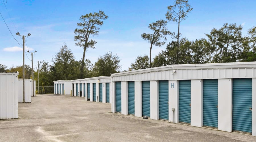 A storage unit filled with boxes at KO Storage in D'Iberville, Mississippi