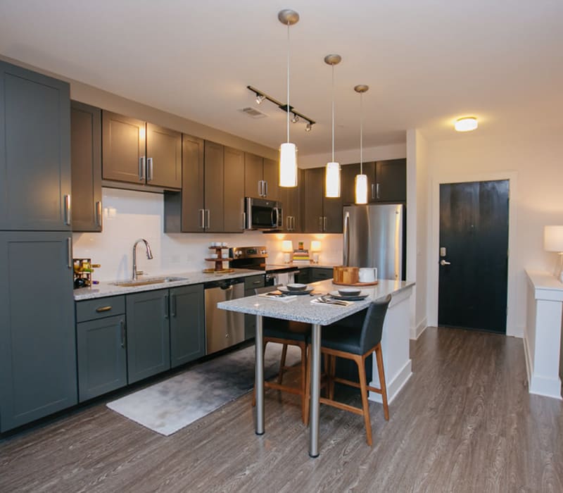 Spacious kitchen at Marq Music Row in Nashville, Tennessee