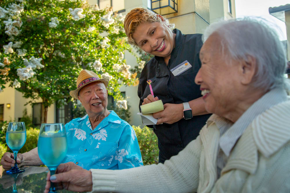 Residents having a meal at Lafayette senior living community