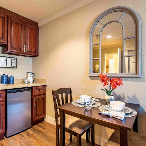 Spacious bedroom at Pacifica Senior Living San Leandro in San Leandro, California.