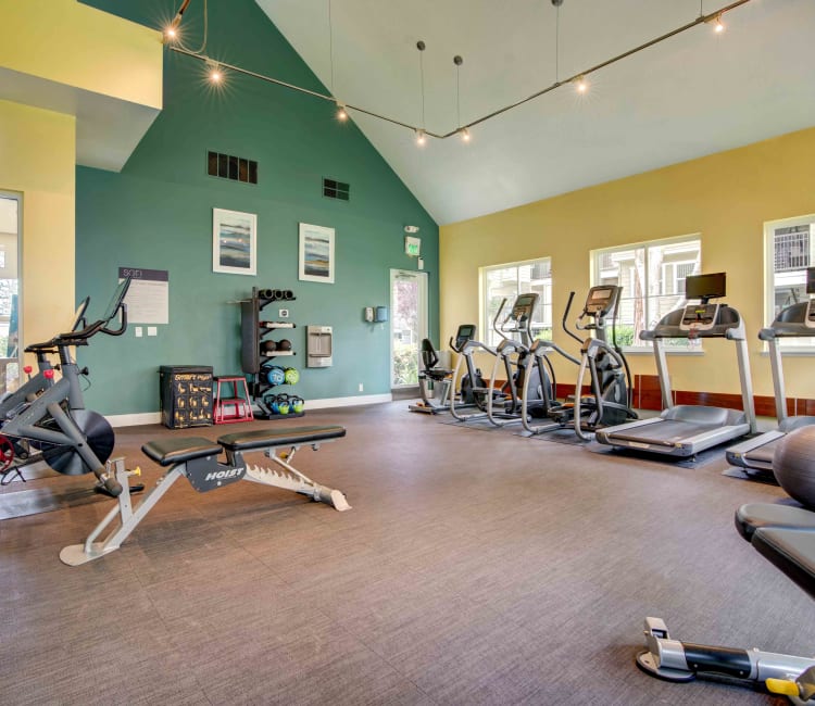 Cardio equipment and more in the fitness center at Sofi Sunnyvale in Sunnyvale, California