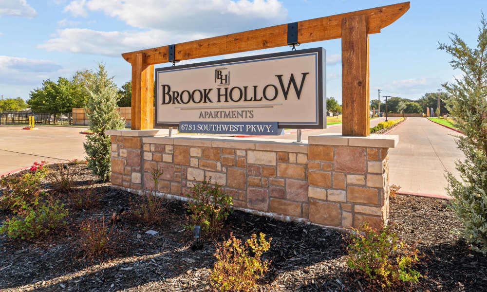 Property sign at Brook Hollow in Wichita Falls, Texas