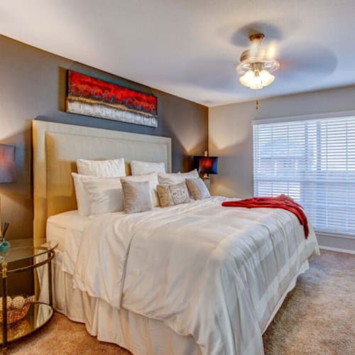Bedroom in model home at Oaks of Timbergrove in Houston, Texas