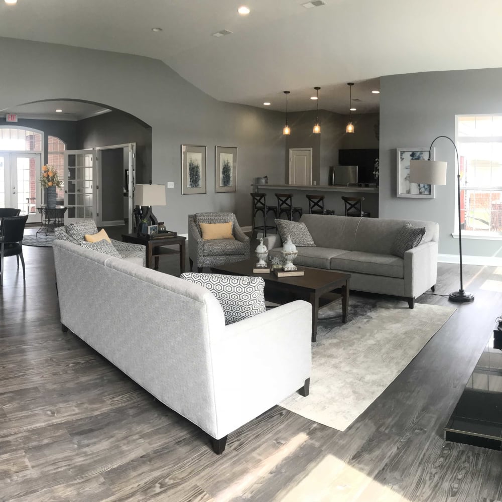 Resident clubhouse with lots of seating at Lakeshore Apartment Homes in Evansville, Indiana