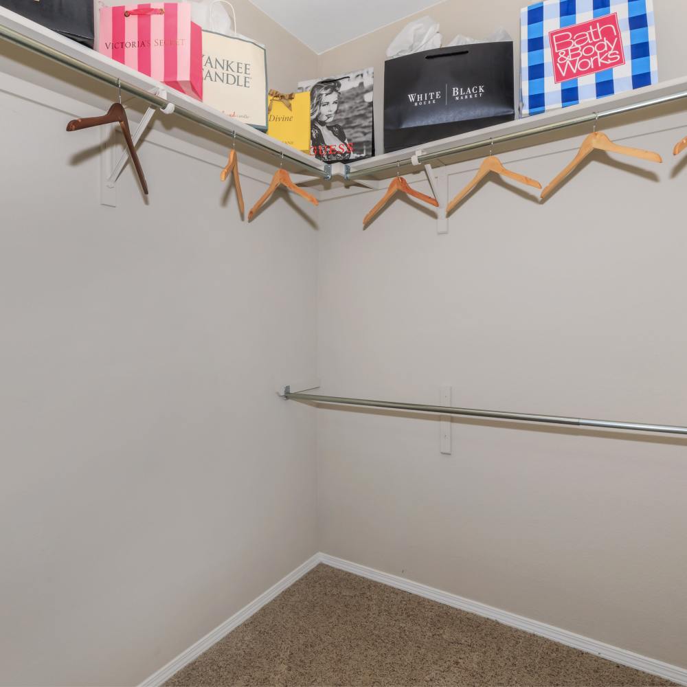 Walk-in closet with carpet flooring at One Belmar Place in Lakewood,Colorado