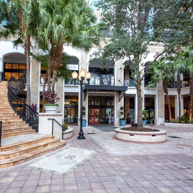 Retail and restaurants right outside your door at 55 West Apartments