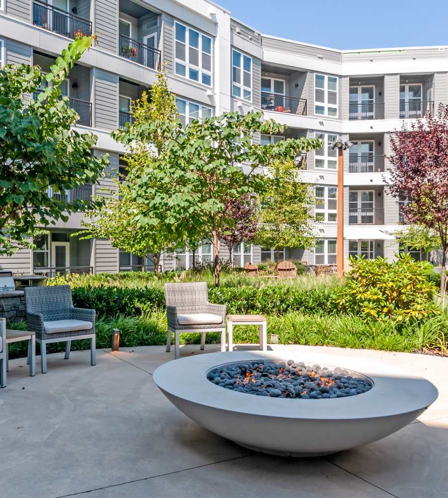 Outdoor fire pit at Canvas Valley Forge in King Of Prussia, Pennsylvania