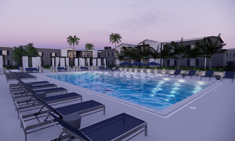 verdant fenced pool area at The Hudson in Corpus Christi, Texas