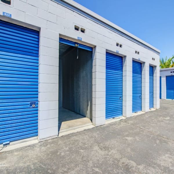 Drive-up storage units at StorQuest Self Storage in Rosemead, California