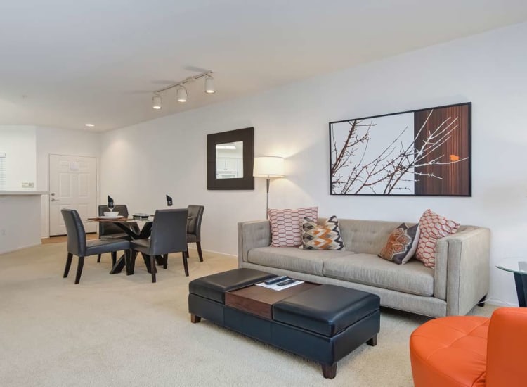 Spacious open-concept layout in one of Fort Family Investments's furnished and flexible communities in Jacksonville, Florida