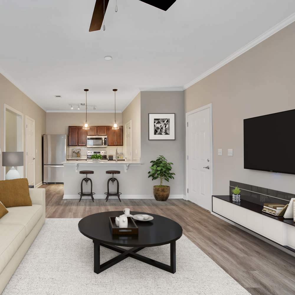 modern living room at Chenal Pointe at the Divide in Little Rock, Arkansas