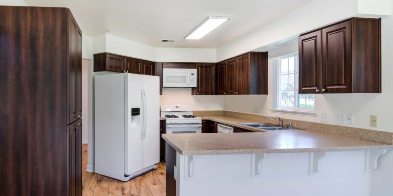 A fully-equipped kitchen at San Mateo Point in San Clemente, California