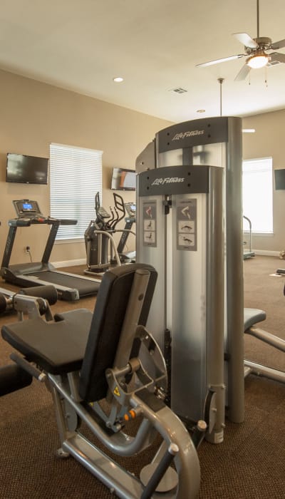 Exercise equipment at Park Rowe Village at Perkins Rowe in Baton Rouge, Louisiana