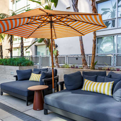 Sun loungers at Nova Apartment Homes in San Diego, California