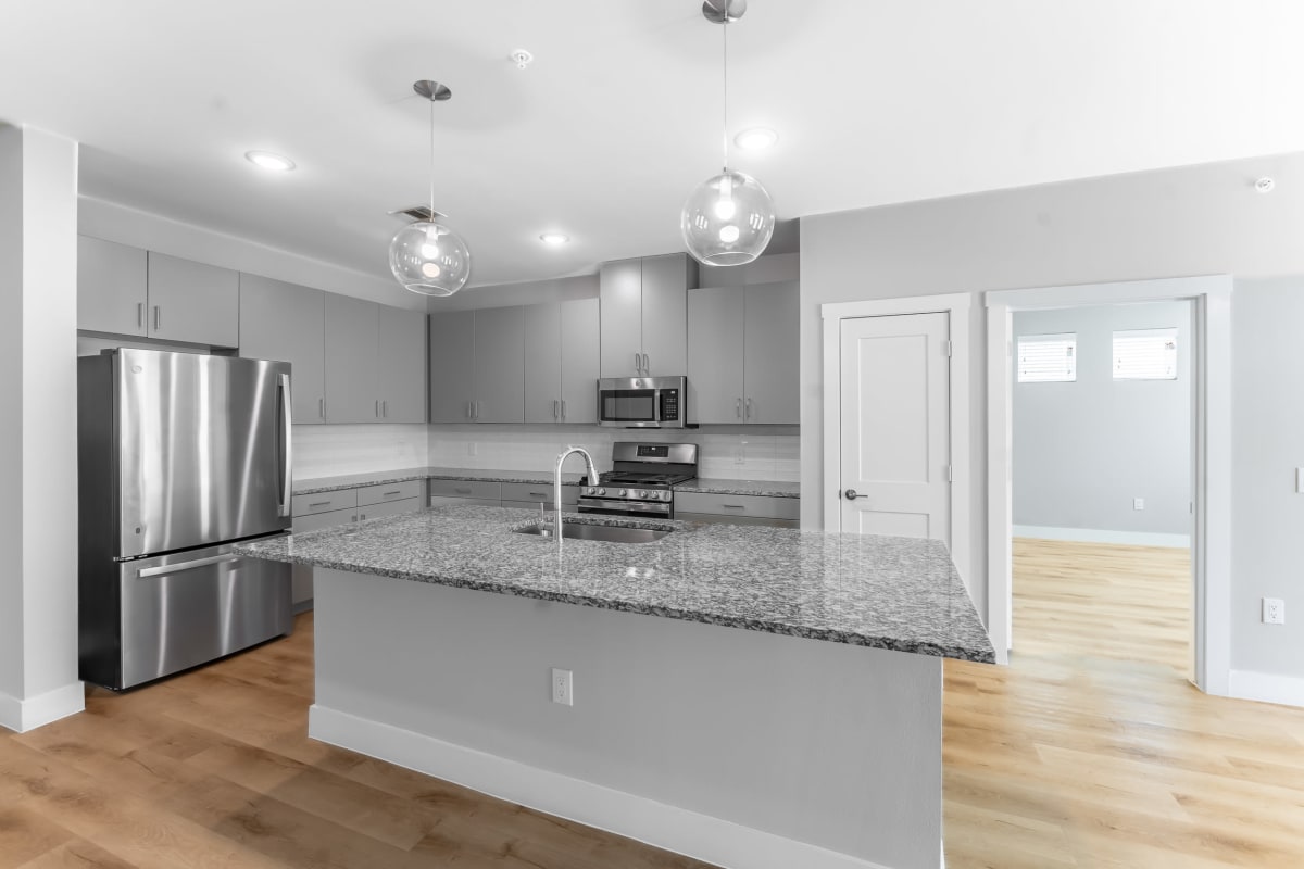 One bedroom apartment with quartz countertops The Gabriel in Leander, Texas