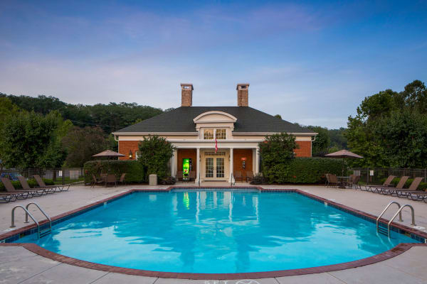 Swimming pool and clubhouse at The Preserve at Beckett Ridge Apartments & Townhomes in West Chester, Ohio
