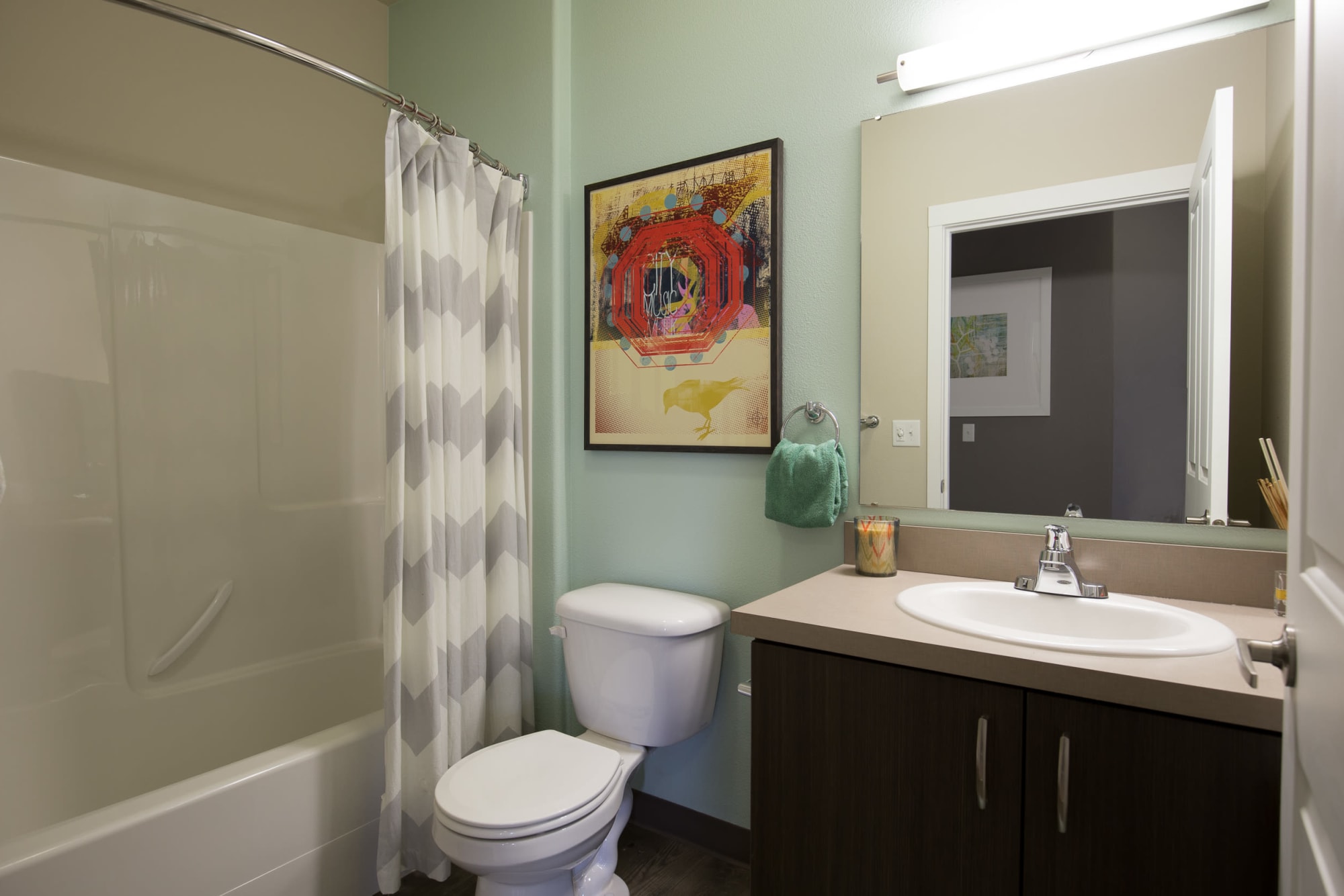 A bathroom at Terrene at the Grove in Wilsonville, Oregon