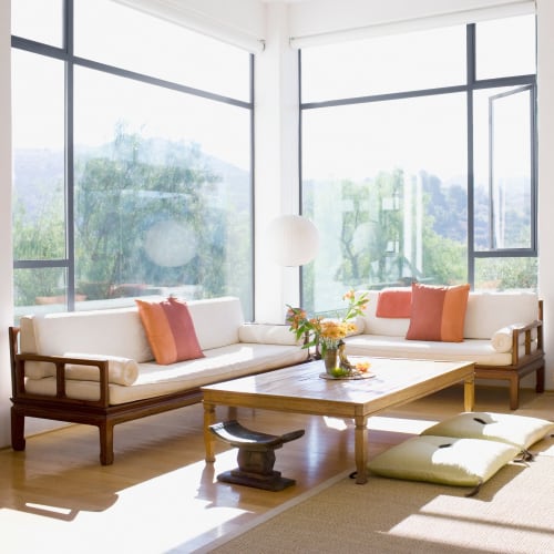 A furnished living room at Ramona Vista in Ramona, California