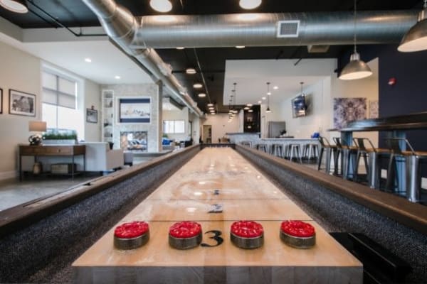 Shuffleboard table in Park West 205 Apartment Homes ' clubhouse in Pittsburgh, Pennsylvania