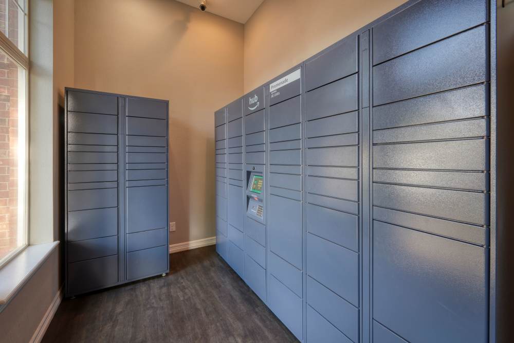 Package lockers at Promenade at Hunter's Glen Apartments in Thornton, Colorado