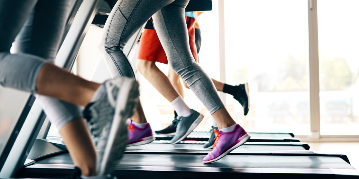 Residents running on treadmills at Marquis at Sugarloaf in Duluth, Georgia