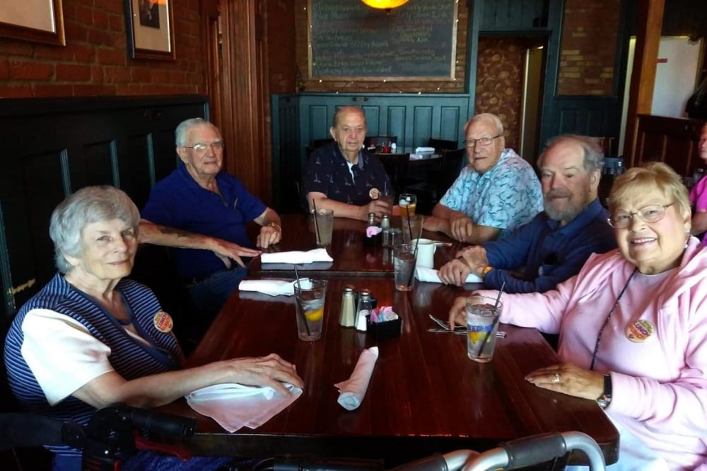 A group of residents enjoying a meal at Garden Place Waterloo in Waterloo, Illinois. 