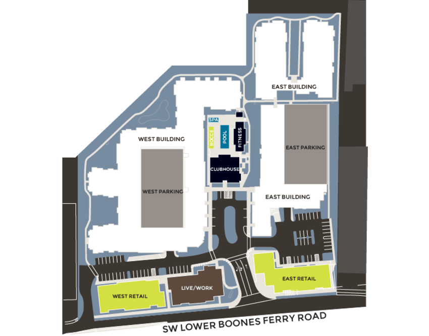 Community site map for Eddyline at Bridgeport in Portland, Oregon