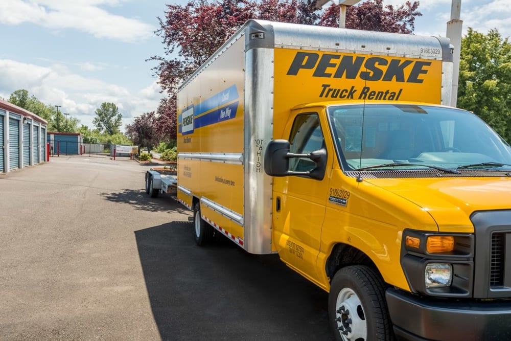 Moving truck at Walnut Blvd Self Storage in Corvallis, Oregon.